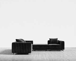 Berlin L-Sectional - Plush Velvet - Black Berlin L-Sectional - Plush Velvet - Black