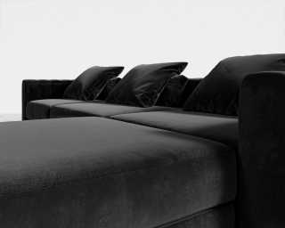 Berlin L-Sectional - Plush Velvet - Black Berlin L-Sectional - Plush Velvet - Black