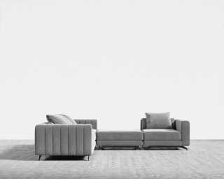 Berlin L-Sectional - Plush Velvet - Glacier Grey Berlin L-Sectional - Plush Velvet - Glacier Grey
