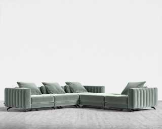 Berlin L-Sectional - Plush Velvet - Moonstone