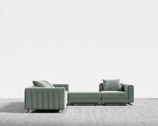 Berlin L-Sectional - Plush Velvet - Moonstone