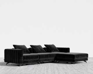 Berlin Sectional Sofa - Plush Velvet - Black Berlin Sectional Sofa - Plush Velvet - Black