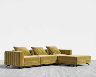 Berlin Sectional Sofa - Plush Velvet - Golden Beryl