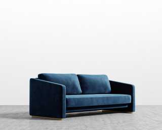 Bristol Futon - Plush Velvet - Cobalt - Brass legs