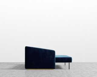 Bristol Futon - Plush Velvet - Cobalt - Brass legs