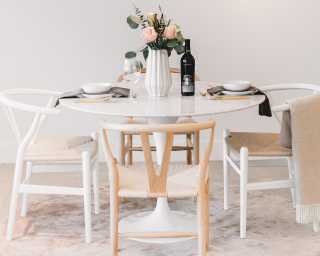 Rochelle 120cm Round Mango Wood & Marble Dining Table