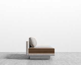 Dresden Armless Sofa with Side Table - Venice Vegan Suede- Chiffon