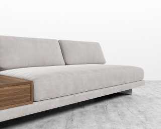 Dresden Armless Sofa with Side Table - Venice Vegan Suede- Chiffon