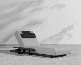 Florian Outdoor Daybed - Black Frame - Encino - Arcadia Pillow - Black Marble