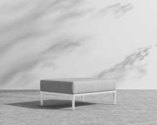 Francis Outdoor Ottoman - Encino - White Frame