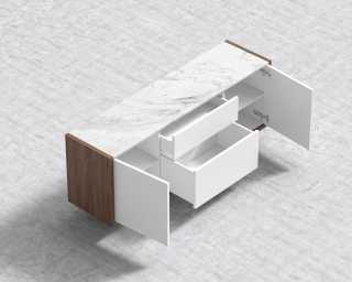Gia Storage - White Marble - Walnut