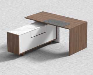 Gia Storage - White Marble - Walnut