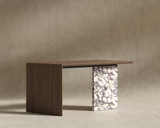 Gia Desk - 63in - Walnut Top - Viola Base