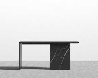 Gia Desk 63" - Black Top - Black Pietra Ceramic Base