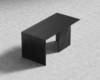 Gia Desk 63" - Black Top - Black Pietra Ceramic Base
