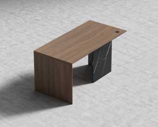 Gia Desk 63" - Walnut Top - Black Pietra Ceramic Base