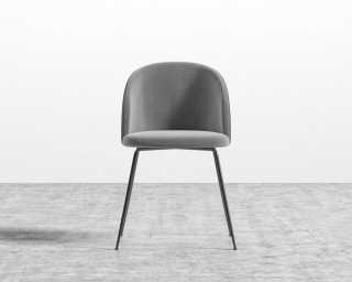 Iris Chair - Plush Velvet - Glacier Grey - Black Base