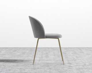 Iris Chair - Plush Velvet - Glacier Grey - Brass Base