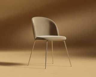 Iris Chair - Plush Velvet - Dune - Brass