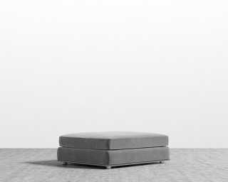 Milo Ottoman - Plush Velvet - Glacier Grey