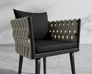 Pierre Chair - Black Frame - Arcadia - Taupe Rattan