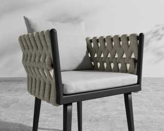 Pierre Chair - Black Frame - Encino - Taupe Rattan