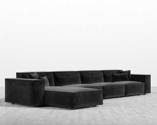 Porter Extended Sectional - Plush Velvet - Black Porter Extended Sectional - Plush Velvet - Black