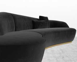 Reya Curved Sectional - Plush Velvet - Black 2022