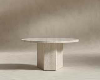 Romlulus Coffee Table - High - White Travertine