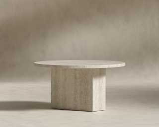 Romlulus Coffee Table - High - White Travertine