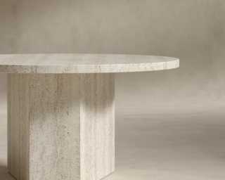 Romlulus Coffee Table - High - White Travertine