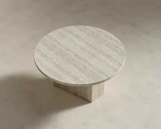 Romlulus Coffee Table - High - White Travertine