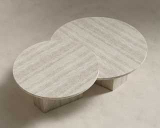 Romlulus Coffee Table - High-Low - White Travertine