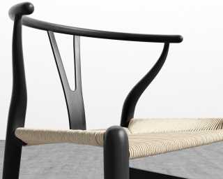 Wishbone Chair - Black w/ Natural Seat