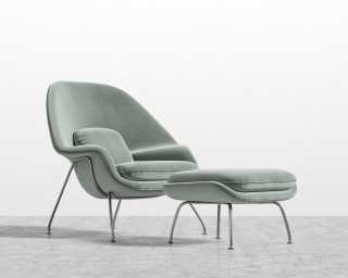 Womb Chair and Ottoman - Plush Velvet - Moonstone Womb Chair and Ottoman - Plush Velvet - Moonstone