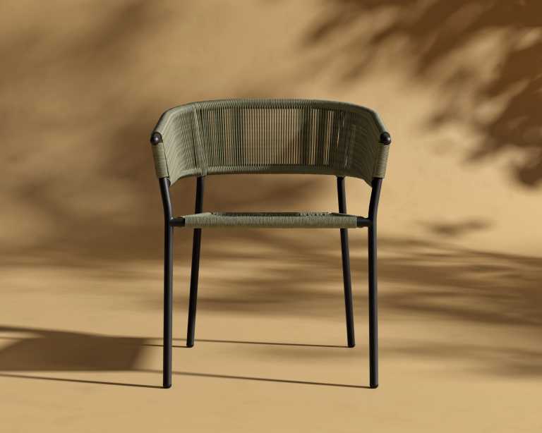 Afton_Chair_Outdoor_Black_Frame - Olive Green Cord
