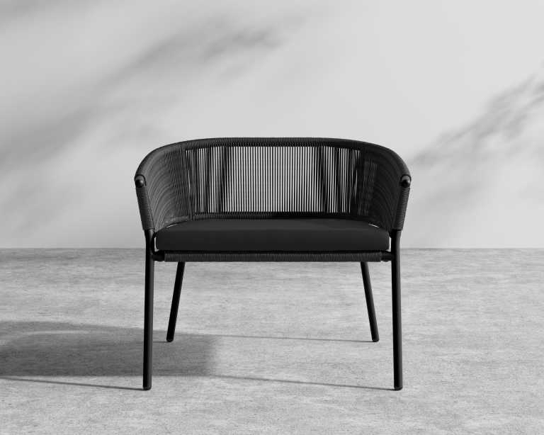 Afton Outdoor Lounge Chair - Black Frame - Black Cord