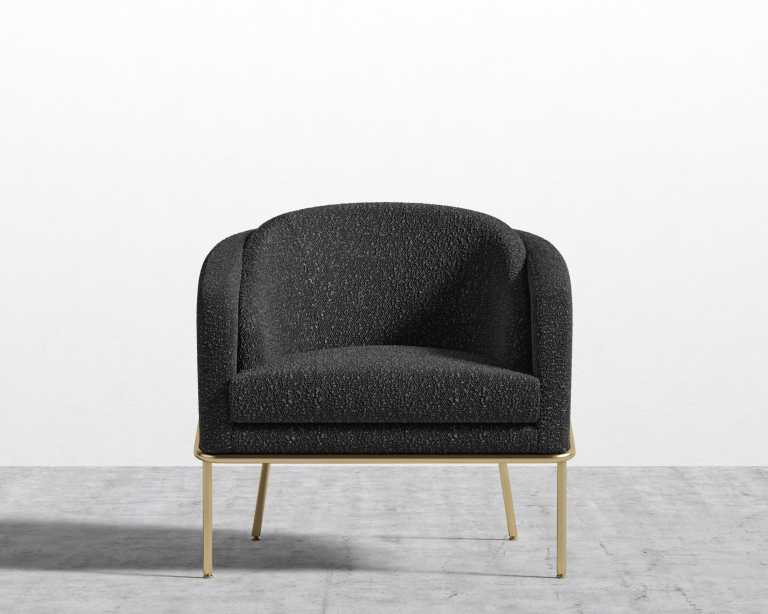 Angelo Lounge Chair - Chatou Boucle - Caviar - Brass Frame