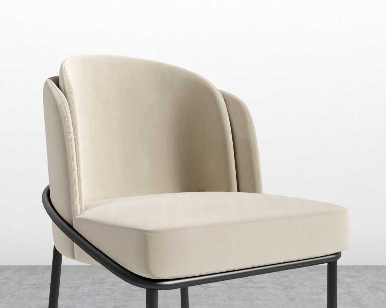 Angelo Bar Stool - Plush Velvet - Warm Taupe - Black Angelo Bar Stool - Plush Velvet - Warm Taupe - Black