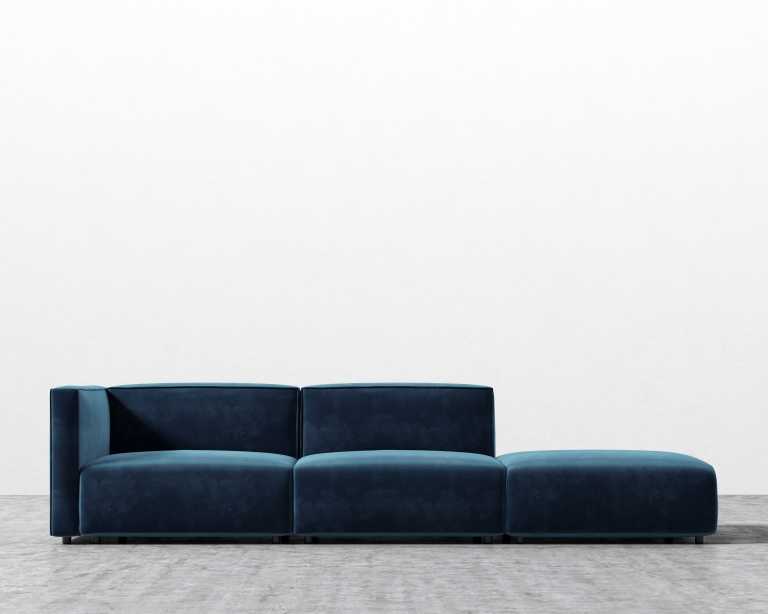 Arya Modular Sofa with Open End - Plush Velvet - Cobalt Arya Modular Sofa with Open End - Plush Velvet - Cobalt