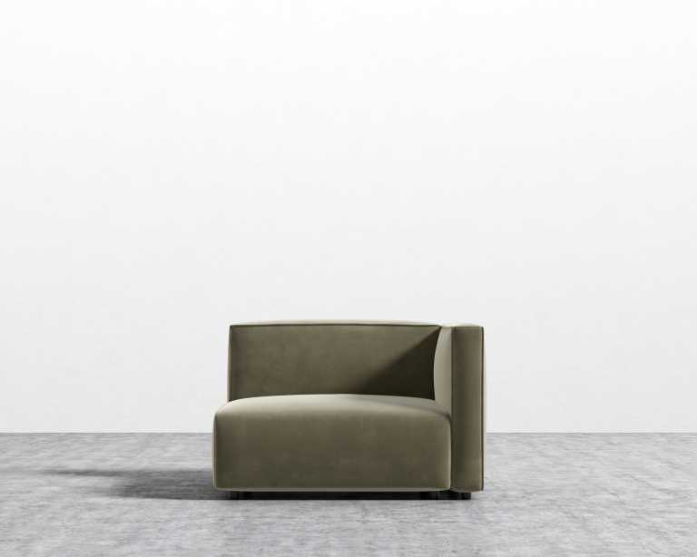 Arya Right Arm - Plush Velvet - Olive Green