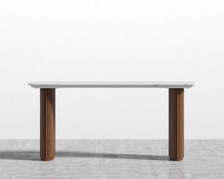 Athena Table - Walnut/White Marble - 63"