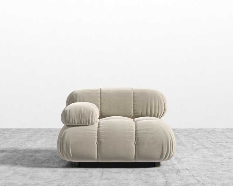 Belia Left Arm - Plush Velvet - Warm Taupe
