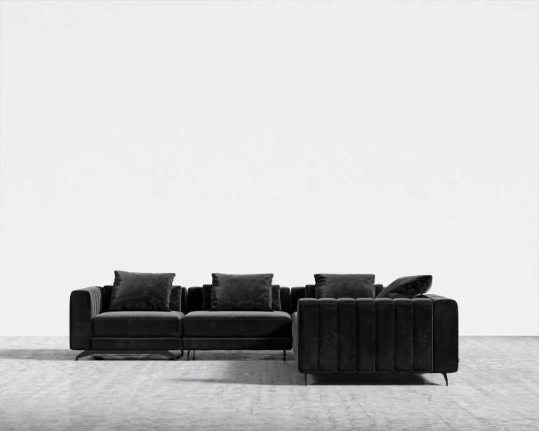 Berlin L-Sectional - Plush Velvet - Black Berlin L-Sectional - Plush Velvet - Black