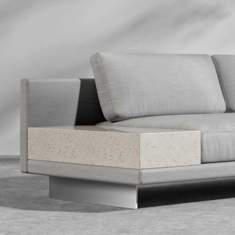 Dresden Outdoor Ceramic Side Table - White Terrazzo