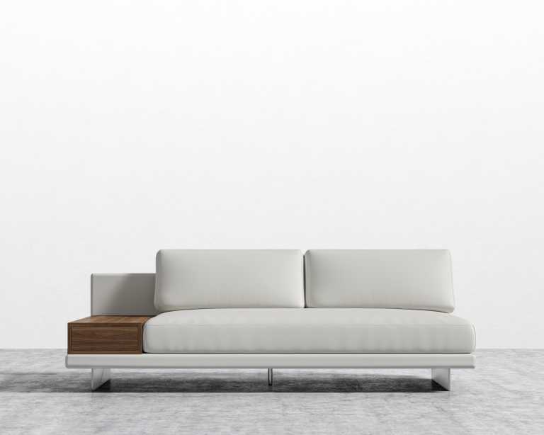 Dresden Armless Sofa with Side Table - Trento Eggshell