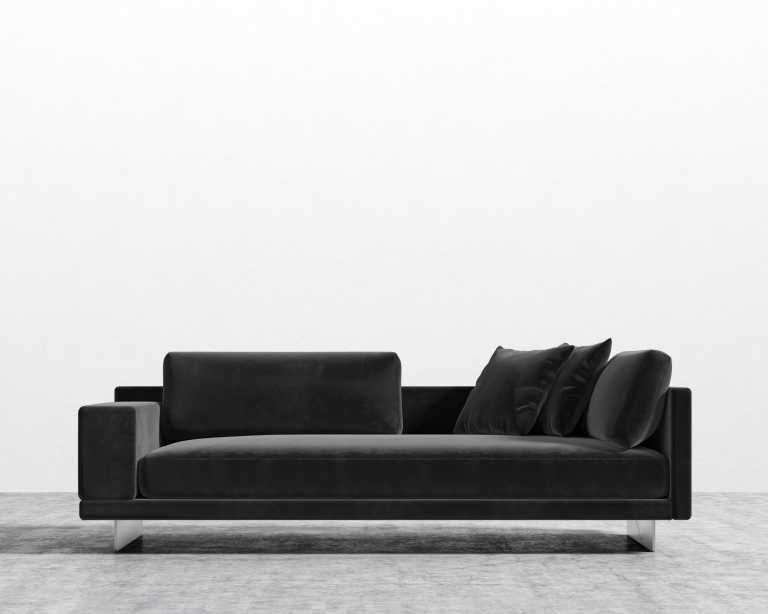 Dresden Left Arm Sofa - Plush Velvet - Black