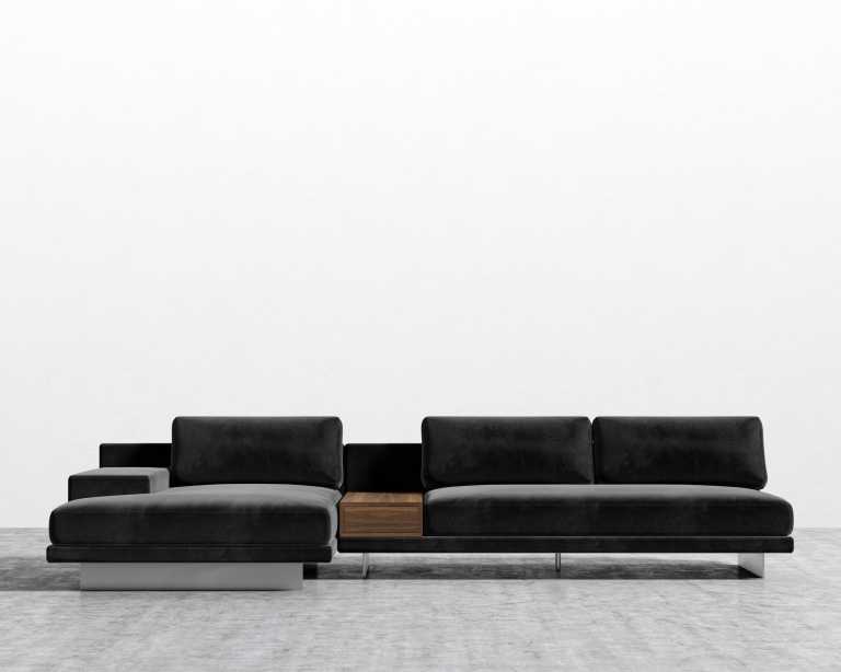Dresden Sectional Sofa - Plush Velvet - Black