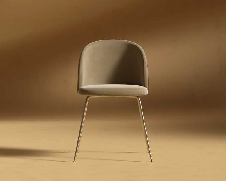 Iris Chair - Plush Velvet - Dune - Brass