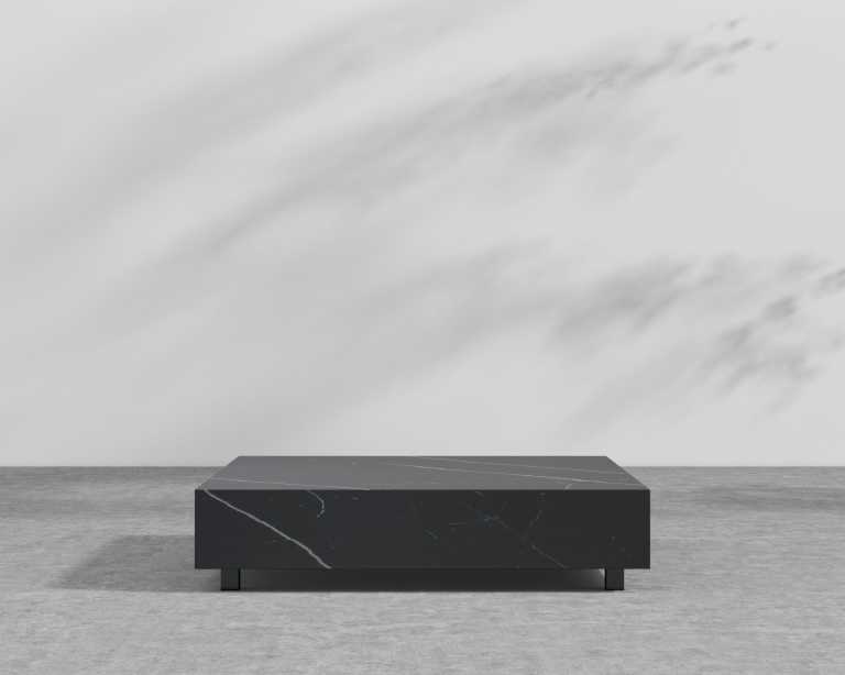 Liza Outdoor Coffee Table - Black Pietra Ceramic - 40 x 40